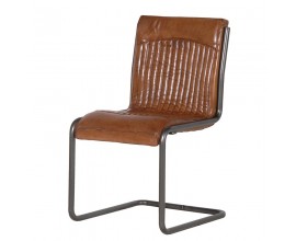 Kožená industriálna jedálenská stolička BOSCO v hnedej farbe s kovovou konštrukciou 89 cm 