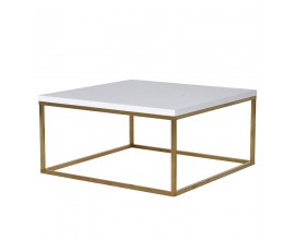 Minimalistický art deco konferenčný stolík Calderon so zlatou kovovou konštrukciou 80 cm 