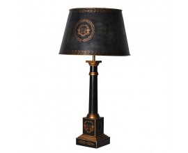 Luxusná klasická stolná lampa Empire v čiernej farbe z kovu s bronzovými detailmi 80cm