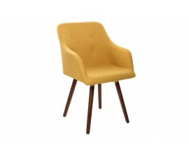 Retro žltá stolička Scandinavia s drevenými nohami 85cm