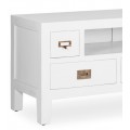 Dizajnový koloniálny TV stolík New White s policou a zásuvkami v bielej farbe 125 cm