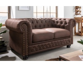 Chesterfield jedinečná hnedá dvojsedačka Loungrre s vkusným prešívaním 150cm