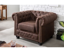 Chesterfield štýlové hnedé kreslo Loungrre s vkusným 105cm