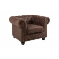 Chesterfield štýlové hnedé kreslo Loungrre s vkusným 105cm