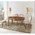 Luxusný rustikálny oválny rozkladací jedálenský stôl Pasiones z vyrezávaného masívu s kovovu výzdobou 170 cm