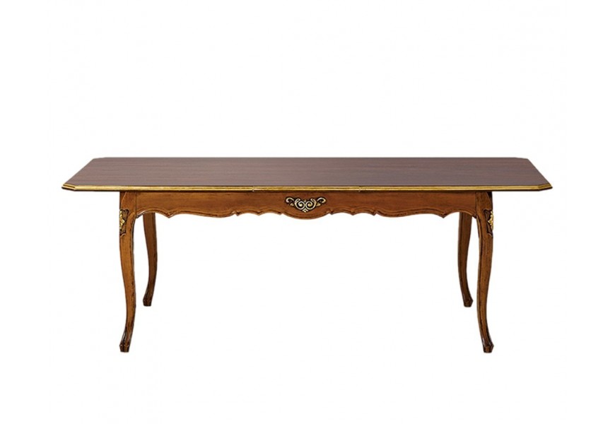 Luxusný masívny rozkladací jedálenský stôl Clásica v barokovom štýle s vyrezávanými rustikálnymi prvkami