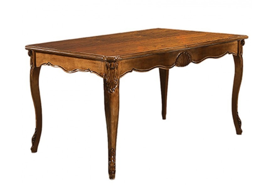 Luxusný jedálenský rozkladací stôl v klasickom štýle orechovo-hnedej farby z masívu s vyrezávaním