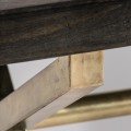 Art deco jedálenský stôl Tirane z tmavohnedého mangového dreva a zlatými prekríženými nohami 180cm
