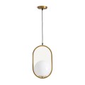 Glamour závesná lampa Nola s kovovou konštrukciou zlatej farby a bielym skleneným tienidlom