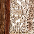 Luxusná etno nástenná dekorácia Caribeo z masívneho dreva hnedej farby s vyrezávaným zdobením 170cm