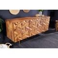 Dizajnový art deco príborník Sovoy z masívneho dreva sheesham v prírodnej hnedej farbe so zlatými kovovými nohami