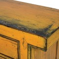 Vintage masívny konzolový stolík Kolorida v žltom prevedení so siedmimi zásuvkami a dizajnovou patinou 250cm