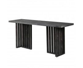 Moderný čiernosivý konzolový stolík Avanti s dizajnovou mrežovanou podstavou a výraznou kresbou dreva 180 cm