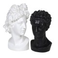 Dizajnový set dekoračných sviečok Merkúr a Venuša v tvare antickej busty v čiernej a bielej farbe 15 cm