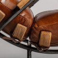 Luxusné kožené kreslo Melvin s drevenou rebrovitou konštrukciou a kovovými prvkami v industriálnom štýle hnedá 70 cm