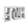 Dizajnový art deco betónový konzolový stolík Gerin s geometrickým zdobením v bielej farbe 120 cm