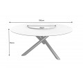 Dizajnový okrúhly jedálenský stôl Siam s bielou mramorovou vrchnou doskou s otočným tanierom v strede 150 cm