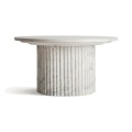 Luxusný mramorový biely okrúhly konferenčný stolík Demetrios s antickým rebrovaným dizajnom nohy 80 cm