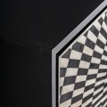 Luxusný čierno biely art deco príborník Caderina so štyrmi dvierkami s geometrickou intarziou 180 cm