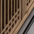 Luxusný orientálny svetlo hnedý drevený príborník Verdy s mrežovanými dvierkami a tromi zásuvkami 180 cm