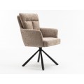 Dizajnová retro otočná stolička Dover s prešívaným čalúnením v béžovo sivej farbe 92 cm