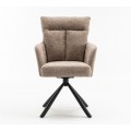 Dizajnová retro otočná stolička Dover s prešívaným čalúnením v béžovo sivej farbe 92 cm