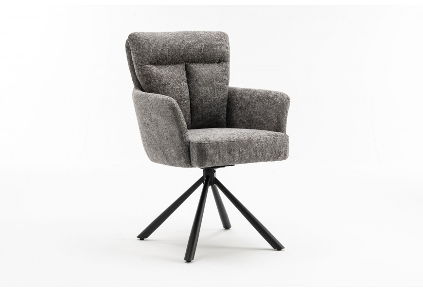 Dizajnová retro otočná stolička Dover so sivým čalúnením a opierkami na ruky 92 cm