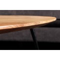 Dizajnový masívny trojuholníkový konferenčný stolík Dalbergio s doskou z akáciového dreva svetlá hnedá 70 cm