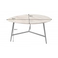 Dizajnový masívny trojuholníkový konferenčný stolík Dalbergio s doskou z akáciového dreva svetlá hnedá 70 cm