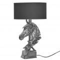 Dizajnová vintage stolná lampa Suomin so striebornou podstavou v tvare konskej hlavy 60 cm