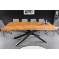 Masívny industriálny obdĺžnikový medovo hnedý jedálenský stôl Mammut s prekríženými kovovými nožičkami 200 cm