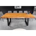 Masívny industriálny obdĺžnikový jedálenský stôl Mammut  s akáciovou vrchnou doskou v medovej hnedej farbe 200 cm