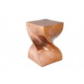 Dizajnový glamour medený štvorcový príručný stolík Twist so zakrútenou podstavou 45 cm