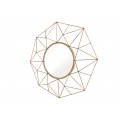 Dizajnové okrúhle art deco zrkadlo Xoia s kovovým rámom s diamantovým dizajnom v matnej zlatej farbe 80 cm