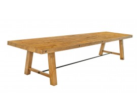 Masívny svetlo hnedý obdĺžnikový jedálenský stôl Roseville s prírodnou kresbou dreva 400 cm