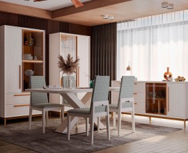 Luxusná moderná zostava nábytku do jedálne Estoril z masívneho dreva
