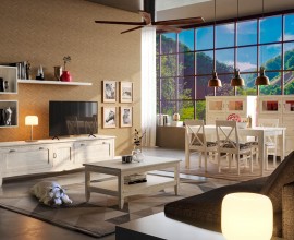Luxusná moderná zostava obývacieho a jedálenského nábytku Amberes z masívneho dreva