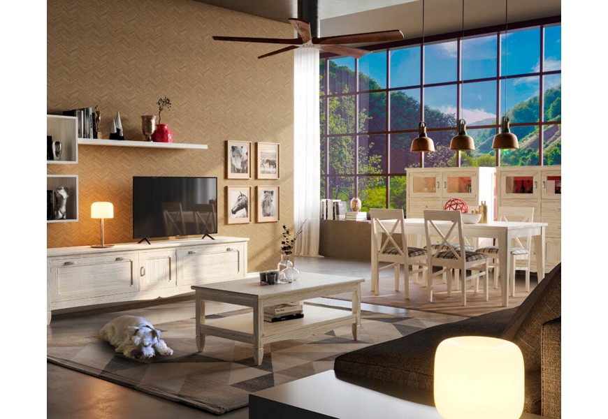 Luxusná moderná zostava obývacieho a jedálenského nábytku Amberes z masívneho dreva