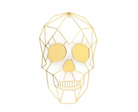 Dizajnová glamour zlatá kovová závesná dekorácia Morty v tvare lebky 60 cm
