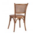 Dizajnová hnedá etno jedálenská stolička Davao s rámom z dubového dreva a ratanovým výpletom 89 cm