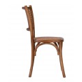 Dizajnová hnedá etno jedálenská stolička Davao s rámom z dubového dreva a ratanovým výpletom 89 cm