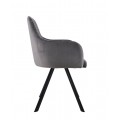 Dizajnová čalúnená jedálenská stolička Mendy v tmavej sivej farbe s kovovými čiernymi nožičkami  83 cm