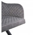 Dizajnová čalúnená jedálenská stolička Mendy v tmavej sivej farbe s kovovými čiernymi nožičkami  83 cm