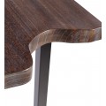 Dizajnový štýlový konzolový stolík Lense  z hnedého masívneho dreva s čiernou matnou kovovou nohou v tvare U
