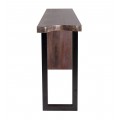 Moderný dizajnový konzolový stolík Lense z hnedého masívneho dreva v s kovovými nožičkami 190 cm 