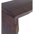 Dizajnový industriálny obdĺžnikový konzolový stolík Lense z hnedého masívneho dreva a čiernou kovovou nohou 150 cm 