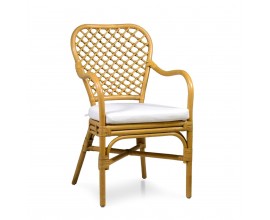 Štýlová exteriérová ratanová jedálenská stolička Remi v hnedej farbe 95 cm