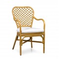 Dizajnová jedálenská stolička Remi z ratanu v hnedej medovej farbe s lesklým hladkým povrchom a zaobleným tvarom z ohýbaného dreva