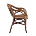 Dizajnová ratanová jedálenská stolička Rata s kvalitným ratanovým výpletom v hnedej farbe so zaoblenou drevenou konštrukciou