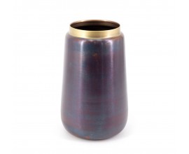 Dizajnová antická hliníková váza v tmavej antracitovej farbe s fialovým leskom 28 cm